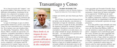 Transantiago y Censo, columna Mario Waissbluth La Segunda