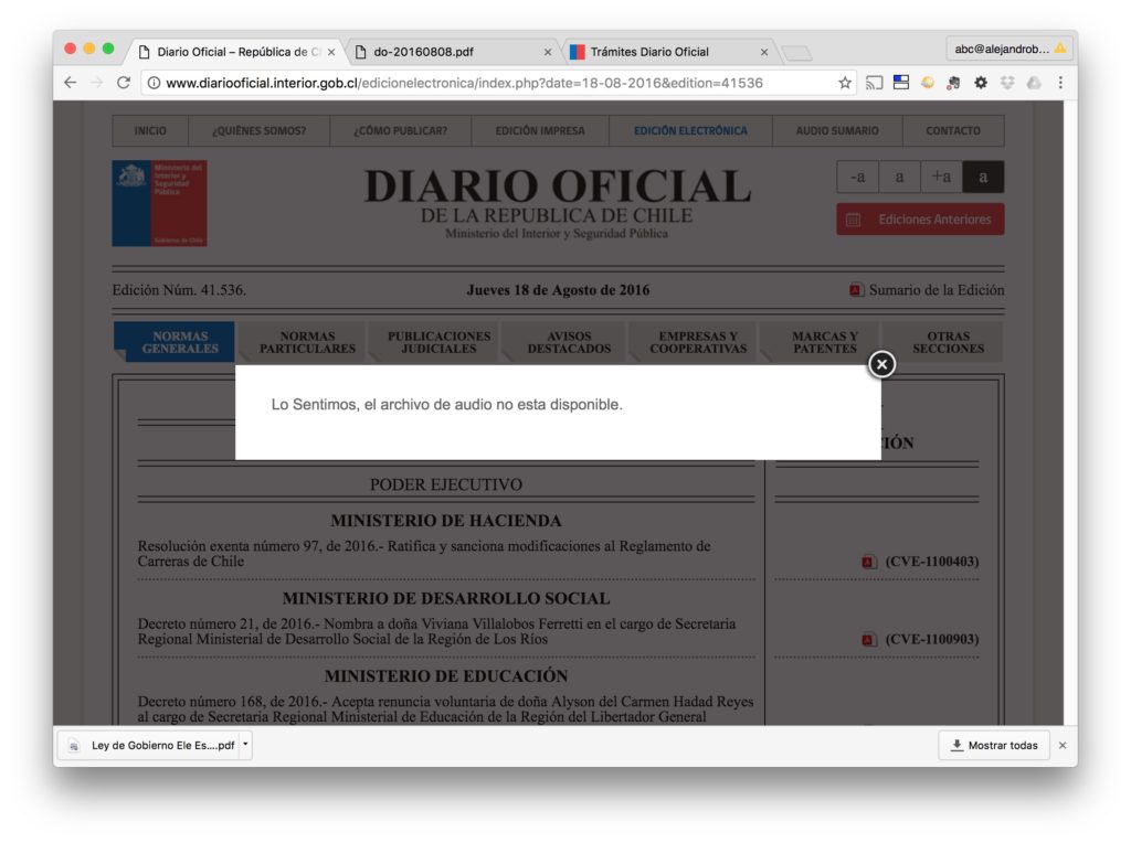 Diario Oficial - Pagina Audio - Diario Oficial